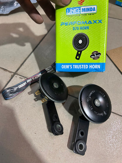 UNO Minda D815319 Performaxx D70/K70 Dual Horn Set for Bajaj Pulsar – 12V 70mm High + Low Tone, Pair of 2