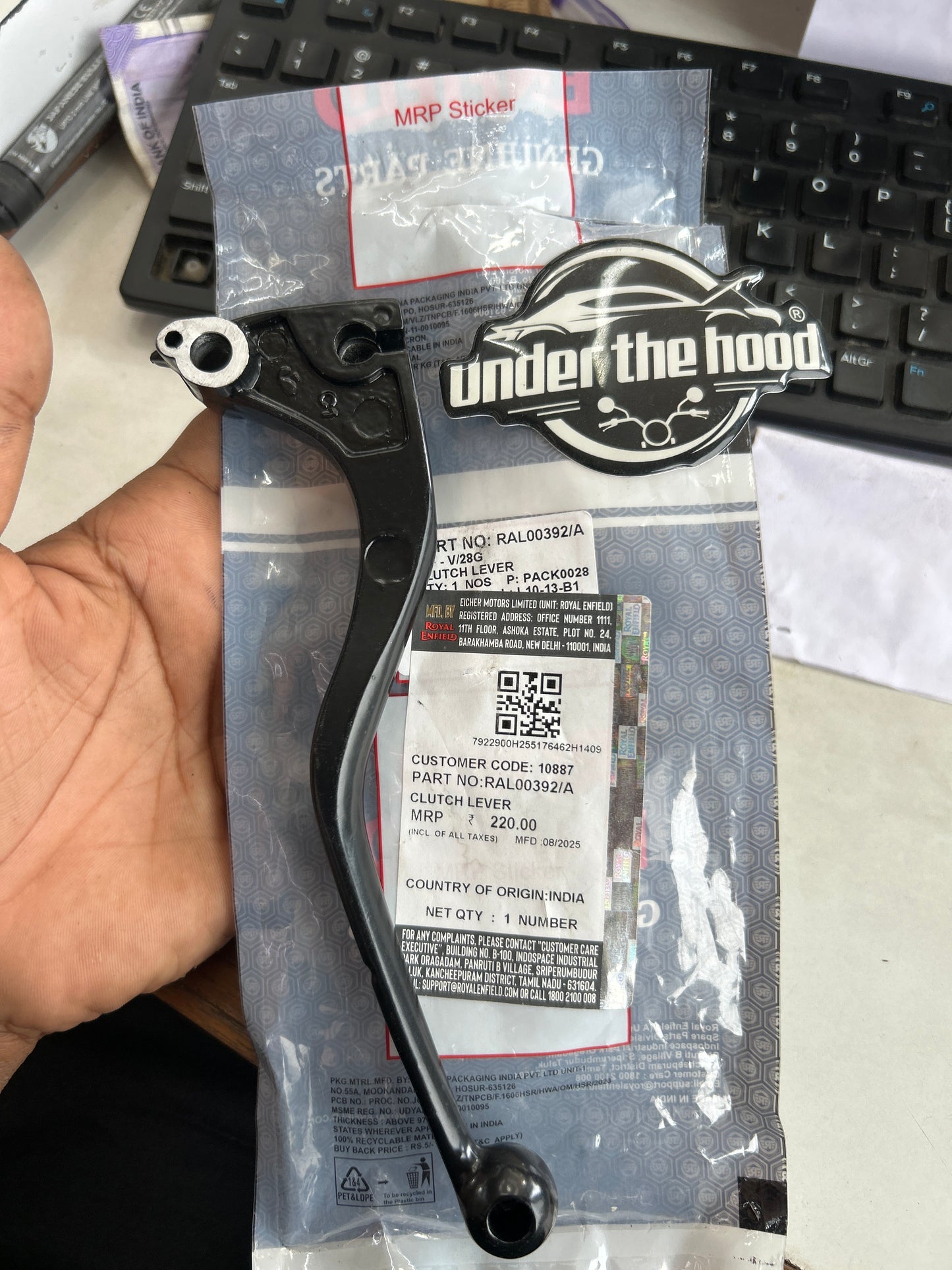 Royal Enfield RAL00392/A – OEM Clutch Lever (Left-Hand) for Hunter 350 Factory Variant (J-Series BS6)