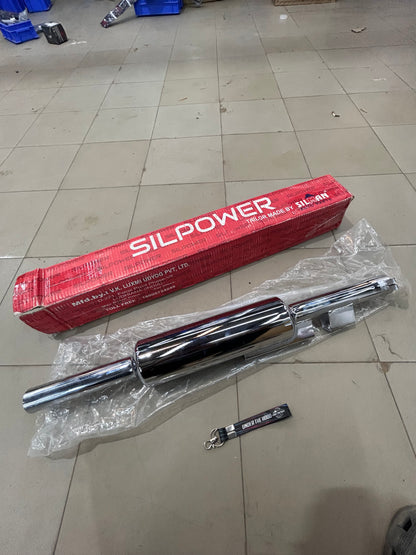 Silman SILPOWER Chrome Short Bottle / Short Punjab Silencer for Royal Enfield UCE Classic 350/500, Bullet Standard & Electra