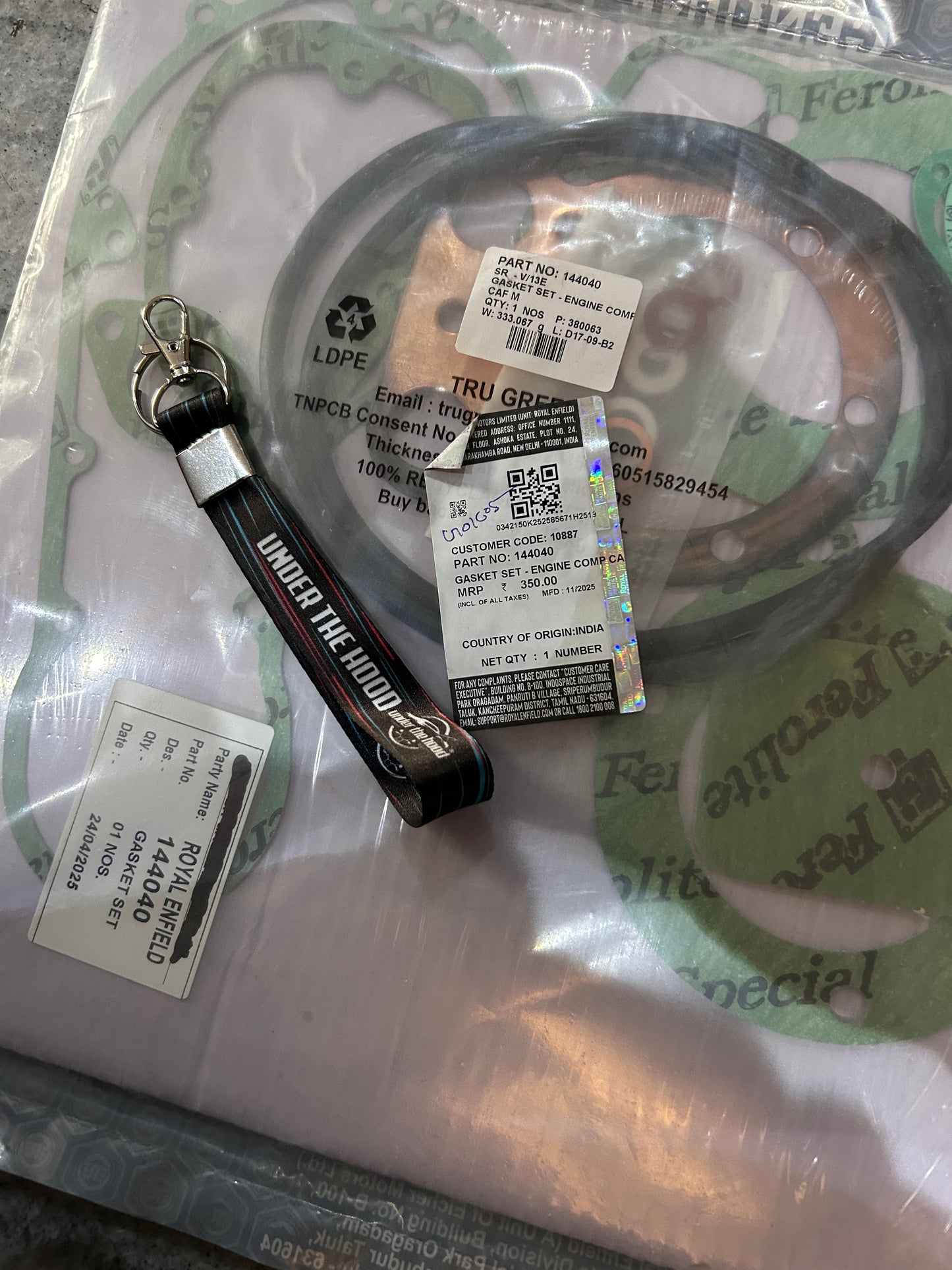 Royal Enfield 144040 Complete Engine Gasket Set (CAF) – Bullet 350 / Bullet 500 / Electra 4S–5S / Lightning CI Engines