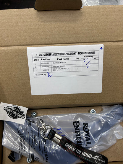 KXA00643 Royal Enfield Black Passenger Backrest Mounts (Pillion Backrest Arms) for Classic 350 | Genuine GMA