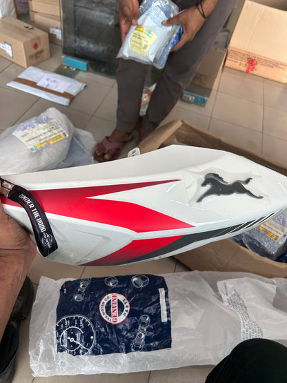 TVS Genuine Apache RTR 160 WT Edition Left Fuel Tank Cover with Tapeset Pearl White N92228802FM