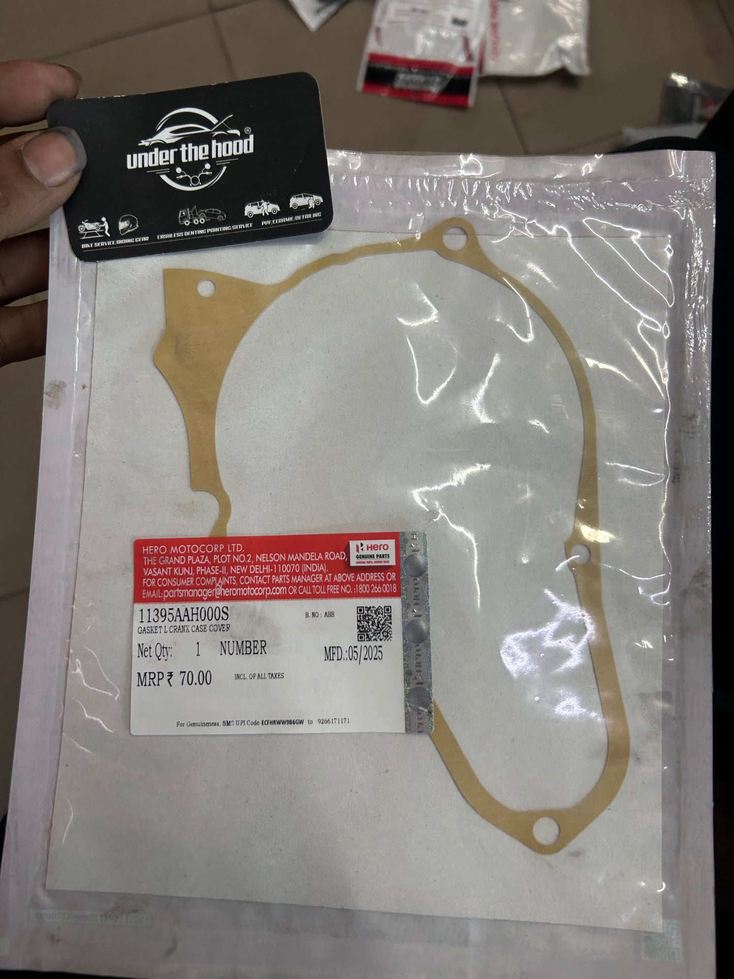 Hero Genuine Left Crank Case Cover Gasket for Splendor Plus, Passion Pro, HF Deluxe, Splendor Pro & Splendor NXG | Magnet Cover Gasket / Left Crank Case Packing | 11395AAH000S