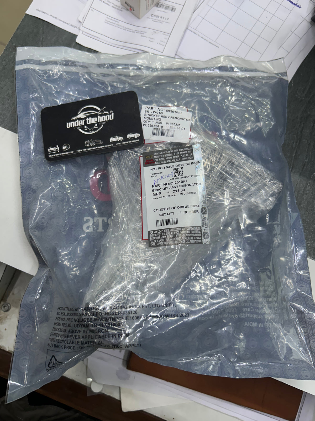 Genuine Royal Enfield 592610/C Resonator Mounting Bracket – Bullet 350 UCE (KS/ES) & Electra 350 UCE (ES)