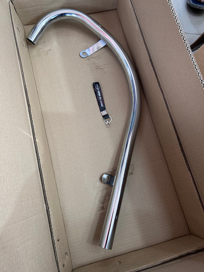 Royal Enfield 144055 – Exhaust Pipe Std Plated (Bend Pipe) for Old Bullet 350 / Deluxe / Machismo / Campus / Electra 4S–5S (Cast-Iron 350 Only)