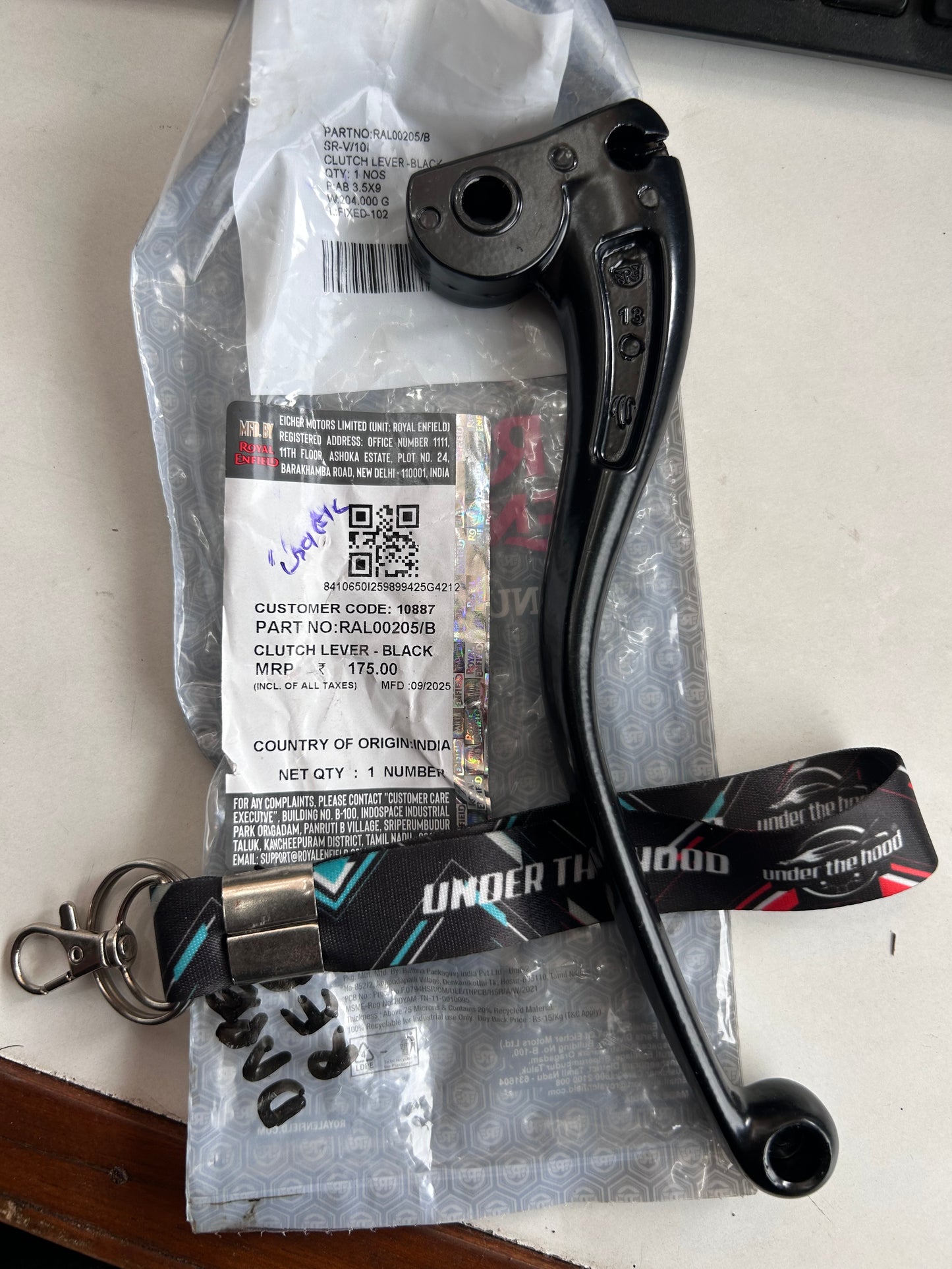 Royal Enfield RAL00205/B Clutch Lever – Black | Genuine Replacement for Meteor 350, Hunter 350, and Classic 350 (2021+)