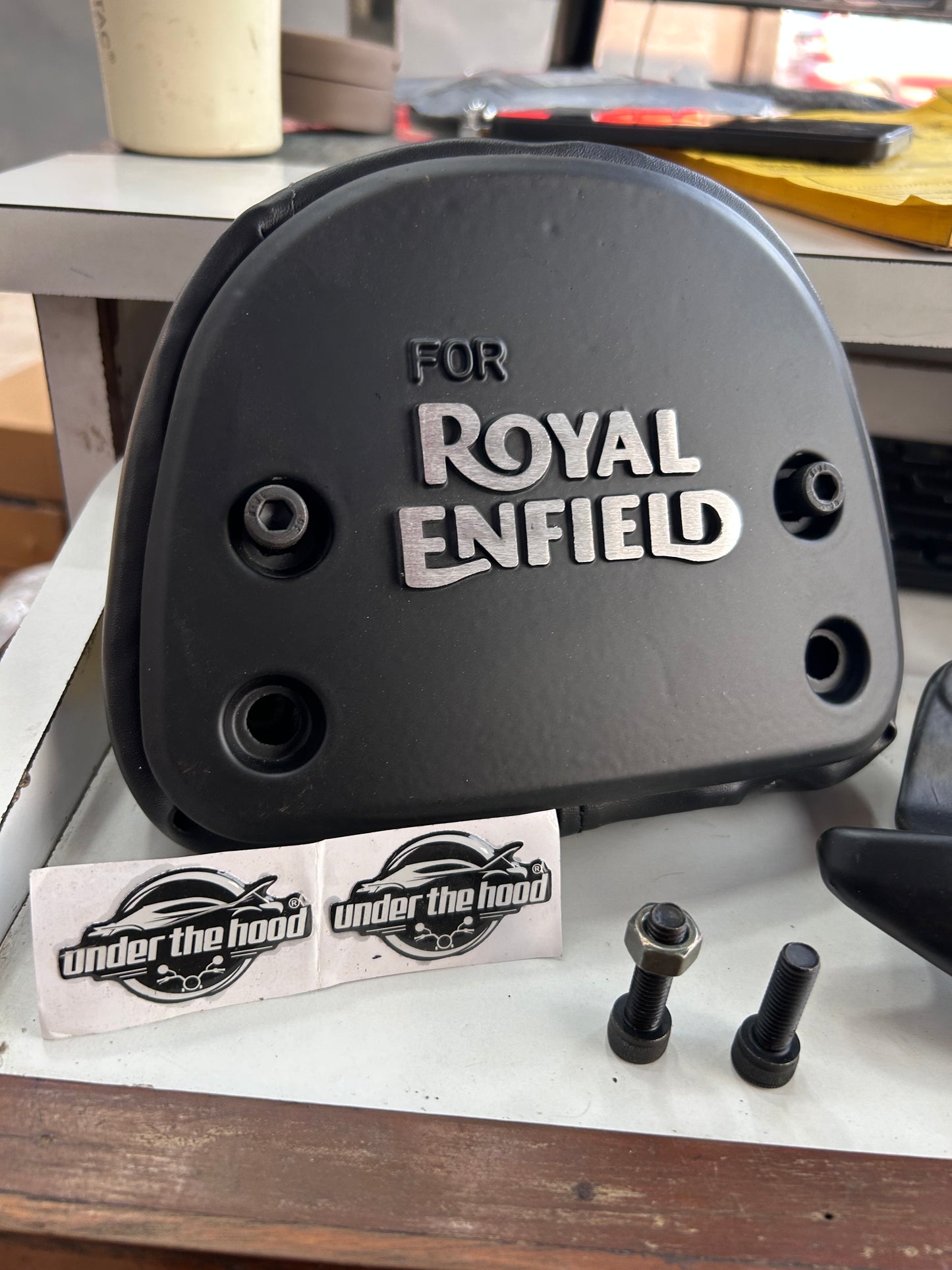 Hunter 350 Backrest with Black Cushion for Hunter 350 Bike Heavy Pillion Back Aluminium Support(Black Pack of 1)