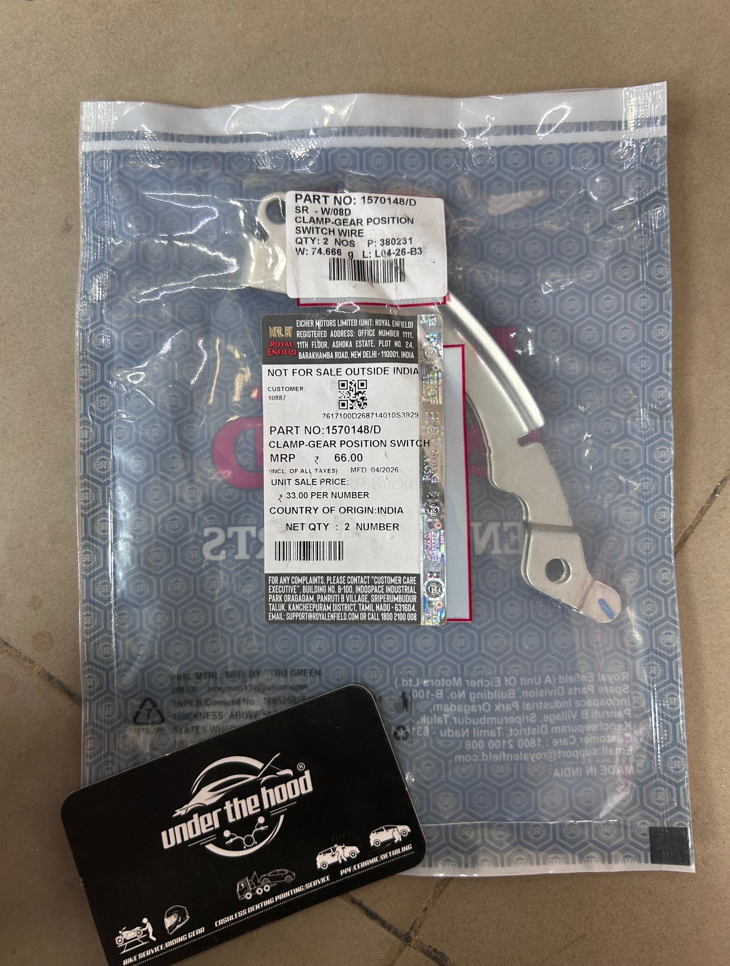 Royal Enfield 1570148/D – Clamp-Gear Position Switch Wire | OEM for J-Series (Classic 350, Bullet 350, Meteor 350, Hunter 350)
