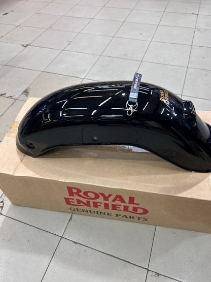 Royal Enfield RAQ00952/A Rear Mudguard with Sticker – Metallic Gloss Black – Bullet 350 Standard Black (J-Series BS6) – Genuine OEM