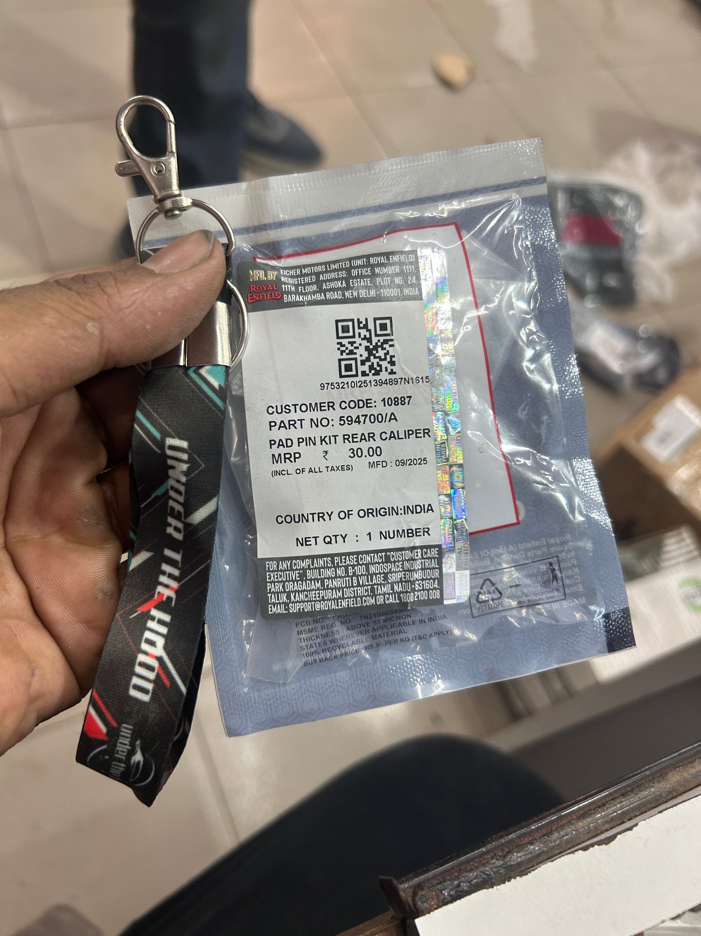 Royal Enfield 594700/A Pad Pin Kit – Rear Caliper (NT) for Himalayan 411, Classic 350/500 Disc, Thunderbird 350/500, 650 Twins & GT 535 – Genuine OEM