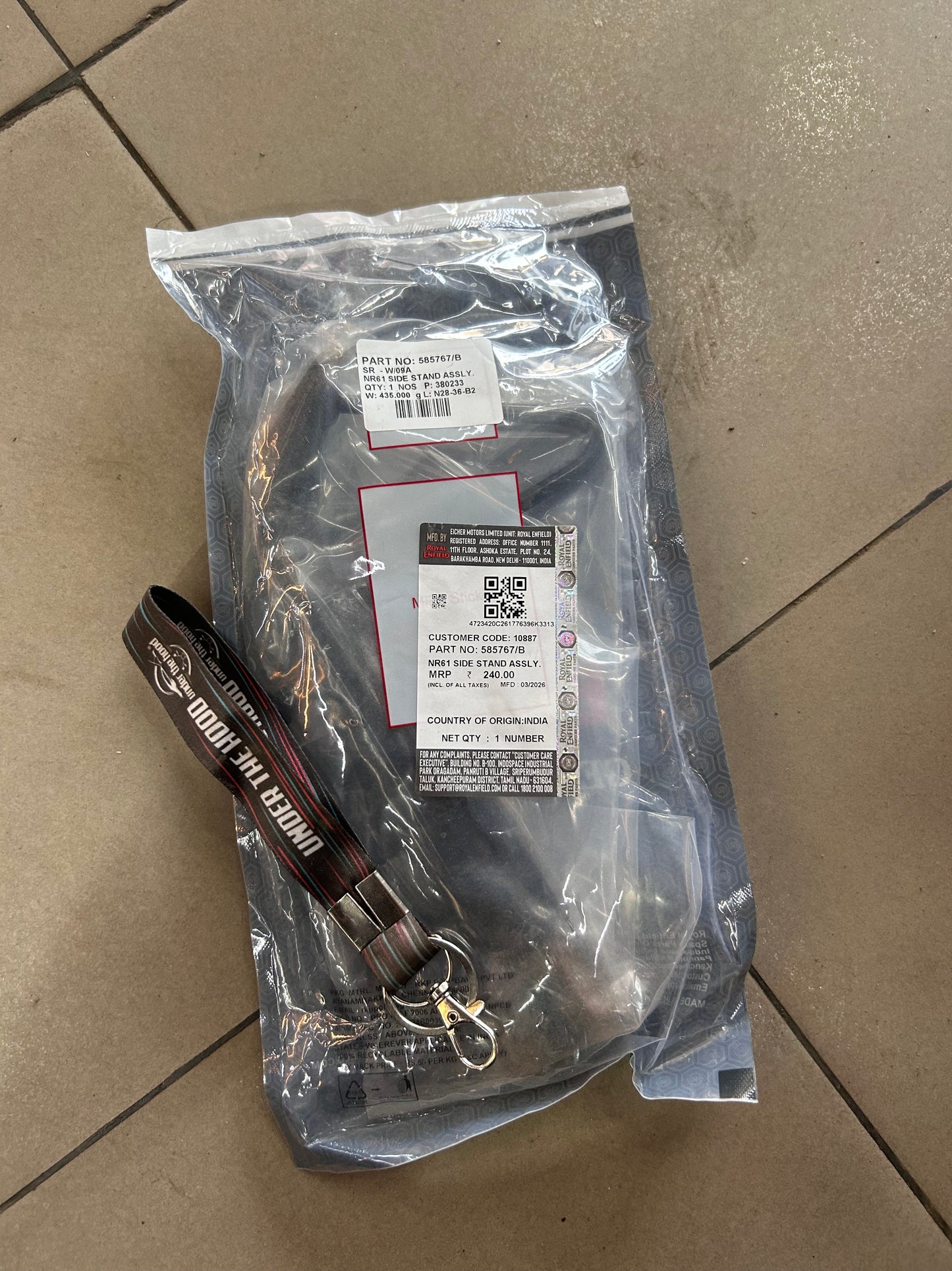 Royal Enfield 585767 — Side Stand Assembly (NR61 Side Stand Assy) for Continental GT 535 (UCE 535) — Genuine OEM