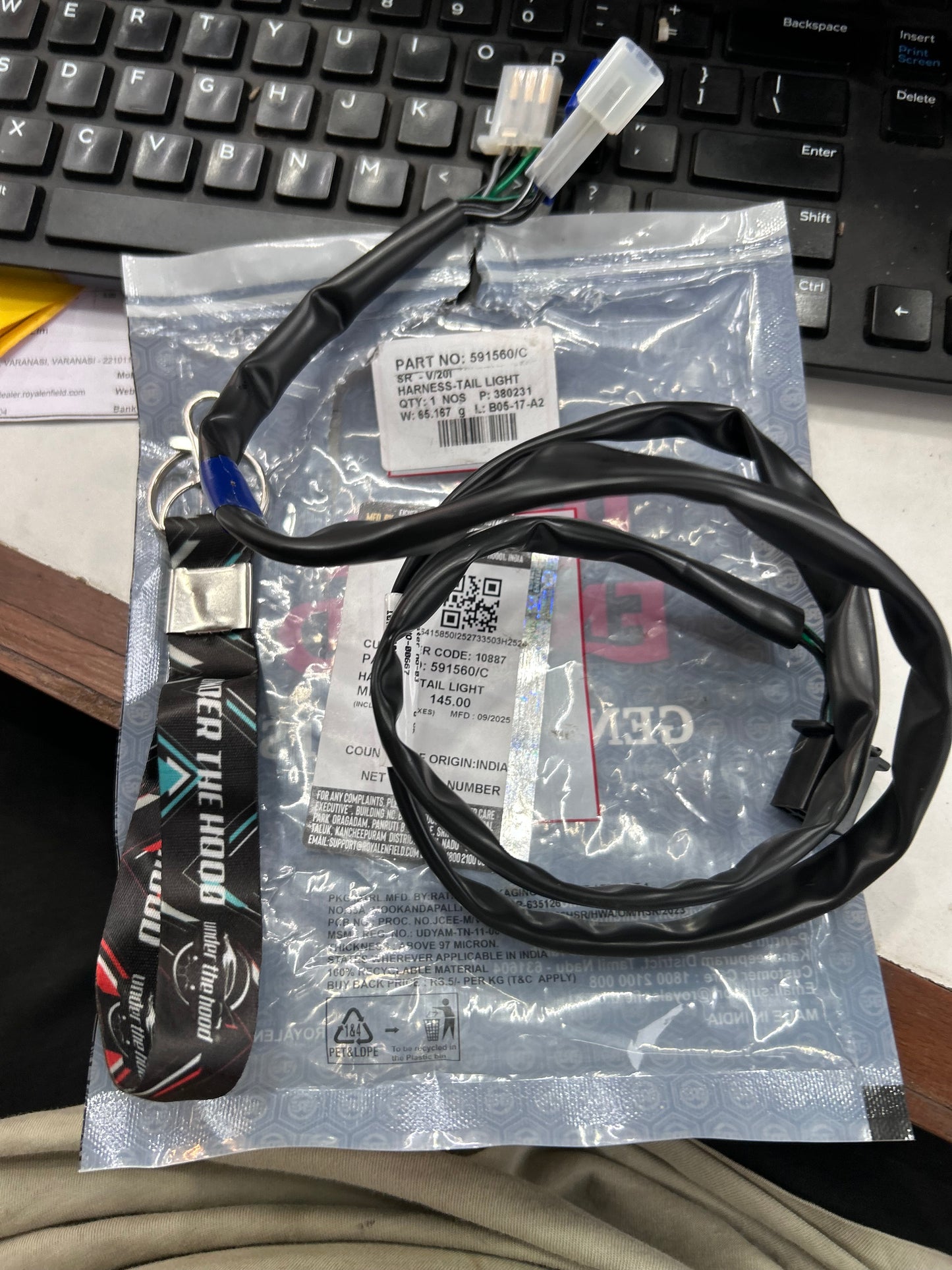 Royal Enfield Harness – Tail Light (Rear Lamp Wiring Loom) — Classic 350/500 UCE, Bullet 500 Euro 3/Euro 4 (plus select Classic 500 BS4 variants) — 591560/C | Genuine OE