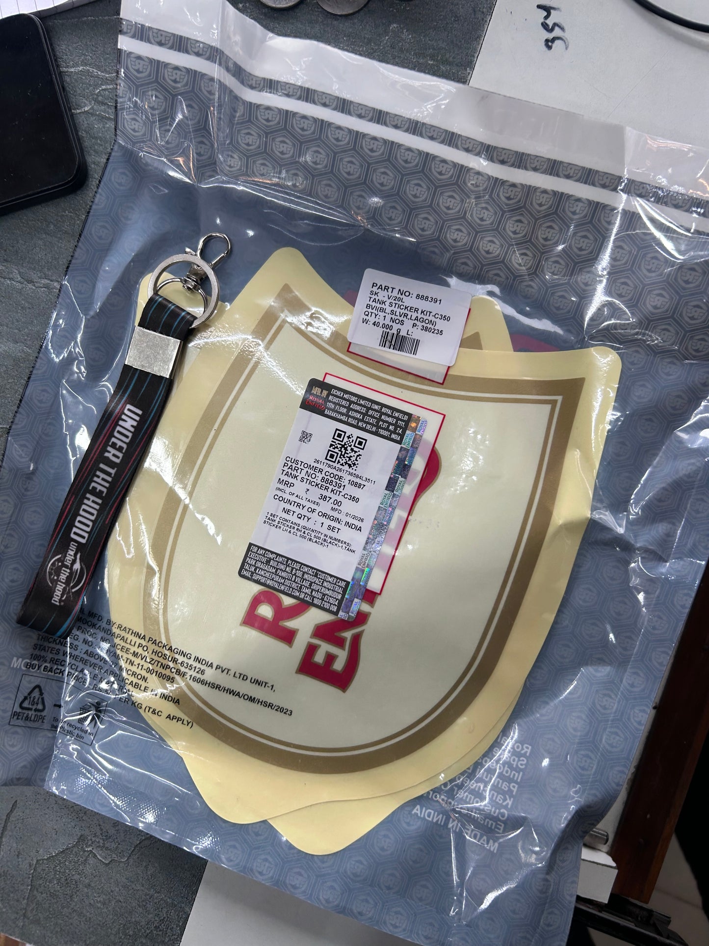 Royal Enfield Genuine Tank Sticker Kit for Classic 350 / Classic 500 (BVI Black/Silver/Lagoon) – 888391 (Replaces 888014)
