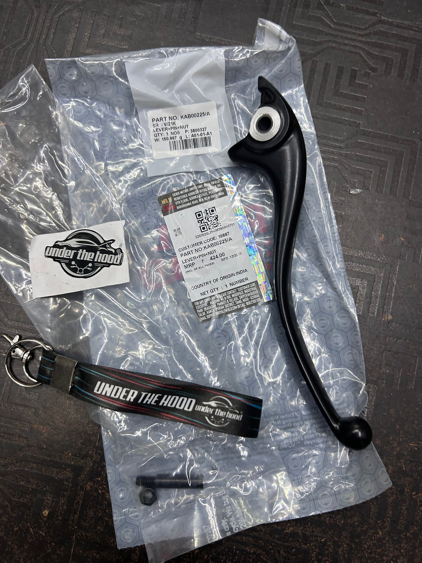 Royal Enfield KAB00225/A Front Brake Lever Kit (Black) – Meteor 350, Hunter 350, Classic 350 Reborn, Bullet 350 J