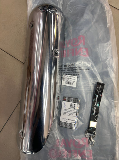 Royal Enfield RLX01025/A – Silencer (Muffler) Guard, Chrome Plated – J-Series for Classic 350 Reborn (J-Platform) & Meteor 350 – Genuine OEM
