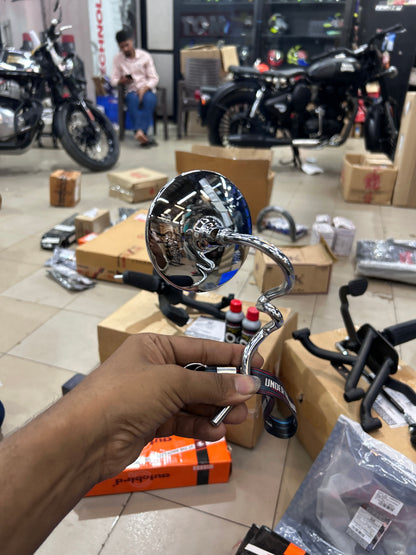 Royal Enfield Jalebi Mirror / Multi-Bend Chrome Rear View Mirror – Autobird 121MB | LH, RH or Pair
