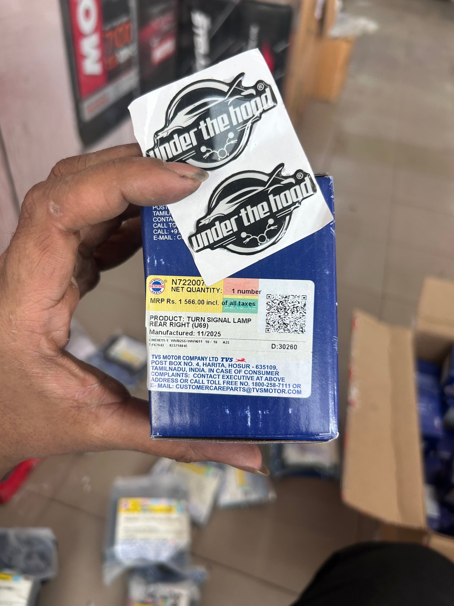 TVS Genuine Rear Right Turn Signal Lamp (Rear RH Indicator) for Apache RR 310 / Apache 310 – Part No. N7220070