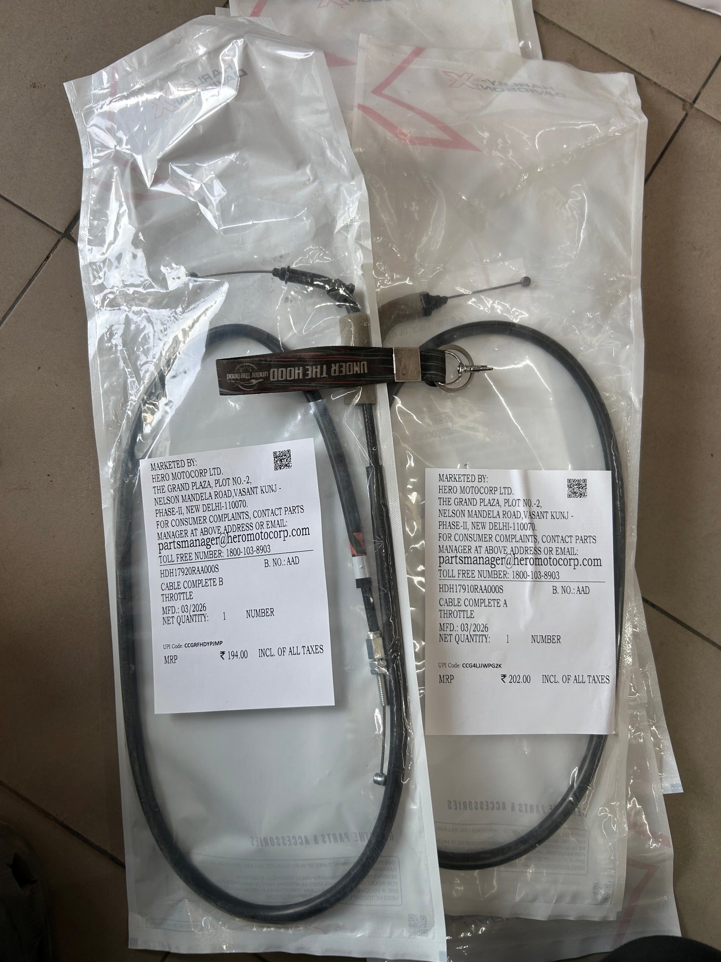 Harley-Davidson X440 / X440 OBDII Throttle Cable Set OEM | HDH17910-RAA-000 & HDH17920-RAA-000