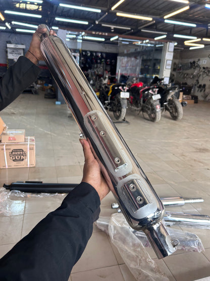 SILMEN Stock Silencer Replica With Jaali For Royal Enfield Classic 350-500cc, Standard 350-500cc, Electra BS3/BS4/BS6