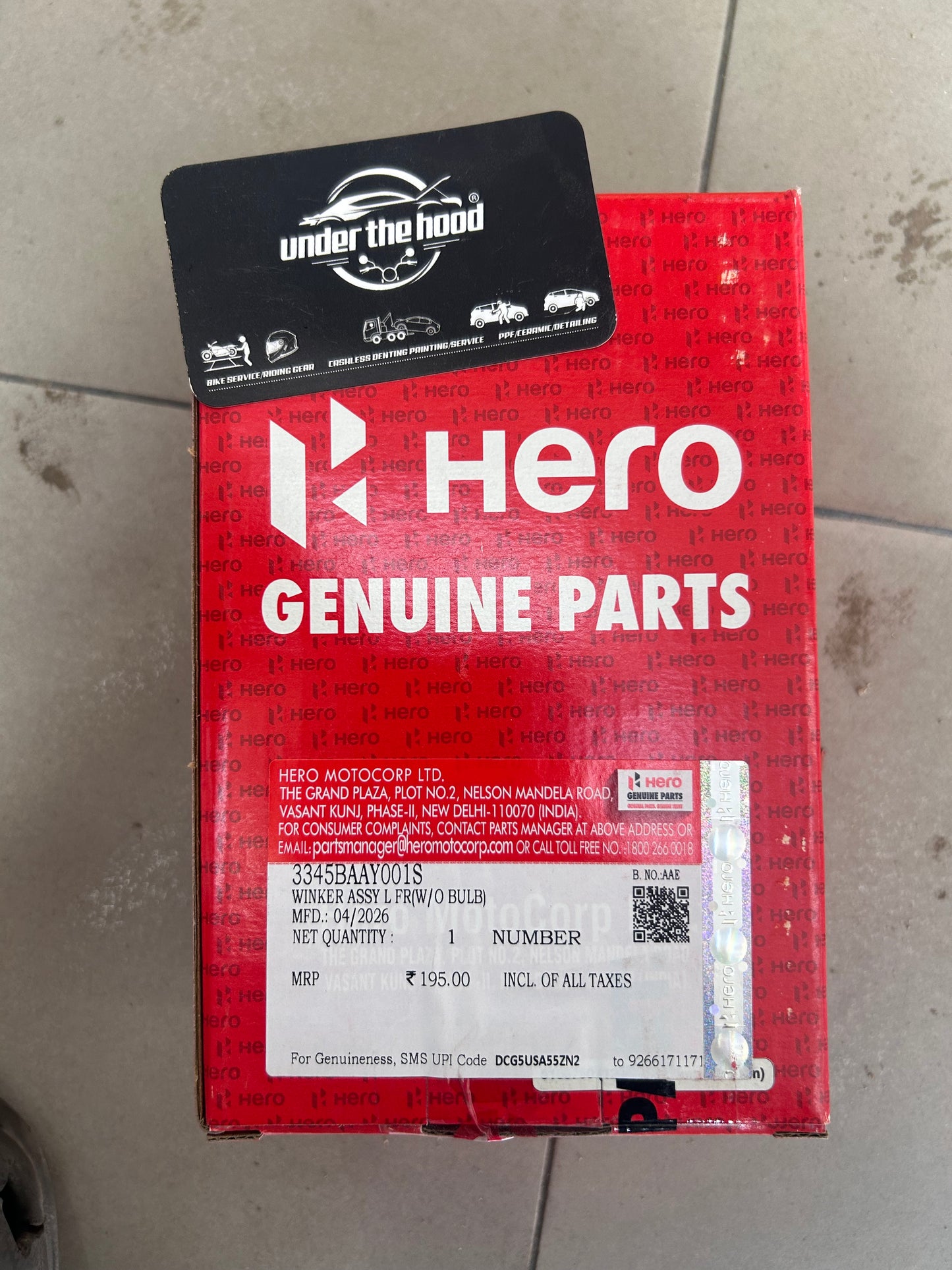 Hero Genuine Left Front Indicator / Winker Assembly Without Bulb for Duet – 3345BAAY001S
