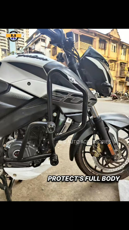 Slider Guard for Bajaj Pulsar NS 200 | Stainless Steel | Black Powder-Coated | BS Auto