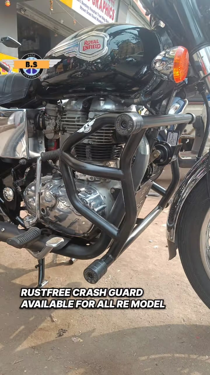 BS00421 Crash Guard for Royal Enfield Classic Reborn & Meteor 350 (Black & Chrome)
