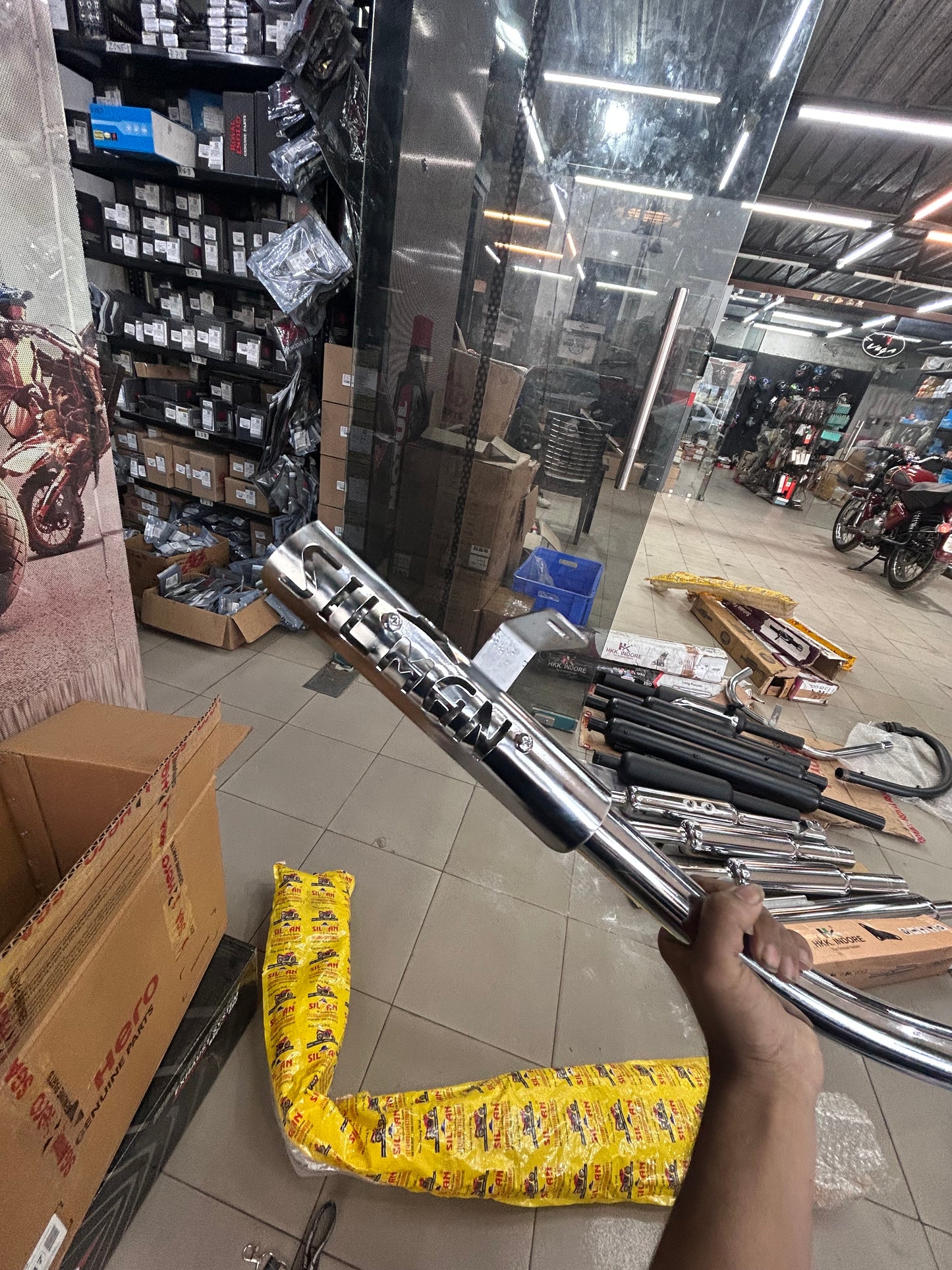 Silmen (Silman) Bullet 350 “Battalion” C-Bend Pipe – Dual/Double O2 Sensor – Chrome (LPA21) | Free-Flow Exhaust Header