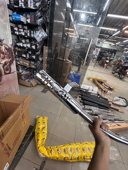 Silmen (Silman) Bullet 350 “Battalion” C-Bend Pipe – Dual/Double O2 Sensor – Chrome (LPA21) | Free-Flow Exhaust Header