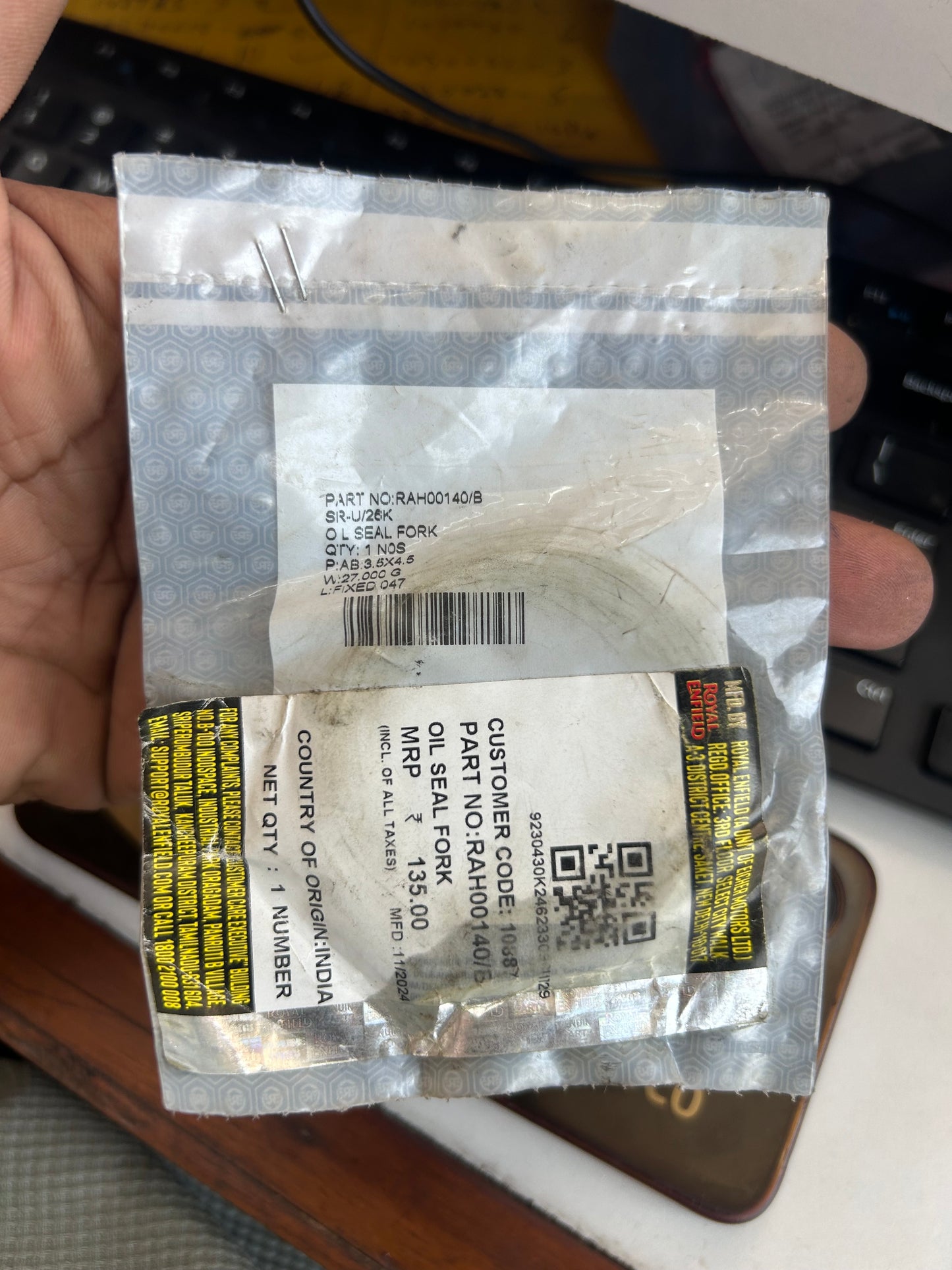 Royal Enfield RAH00140/B – Fork Oil Seal | For Hunter 350, Meteor 350, Classic Reborn (J-Series)