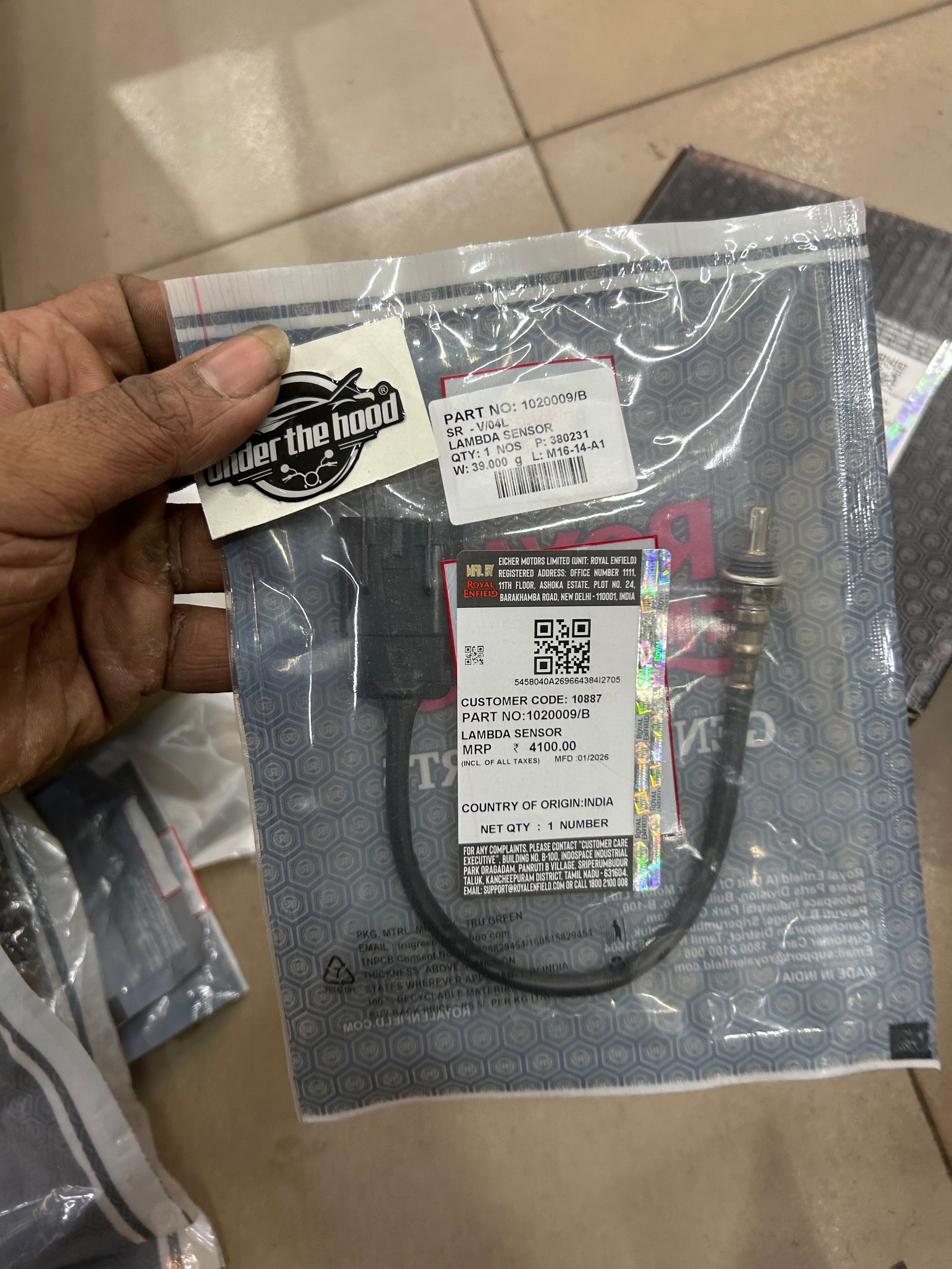 1020009/B oxygen sensor for Royal Enfield Interceptor 650 verified fitment (connector match recommended)