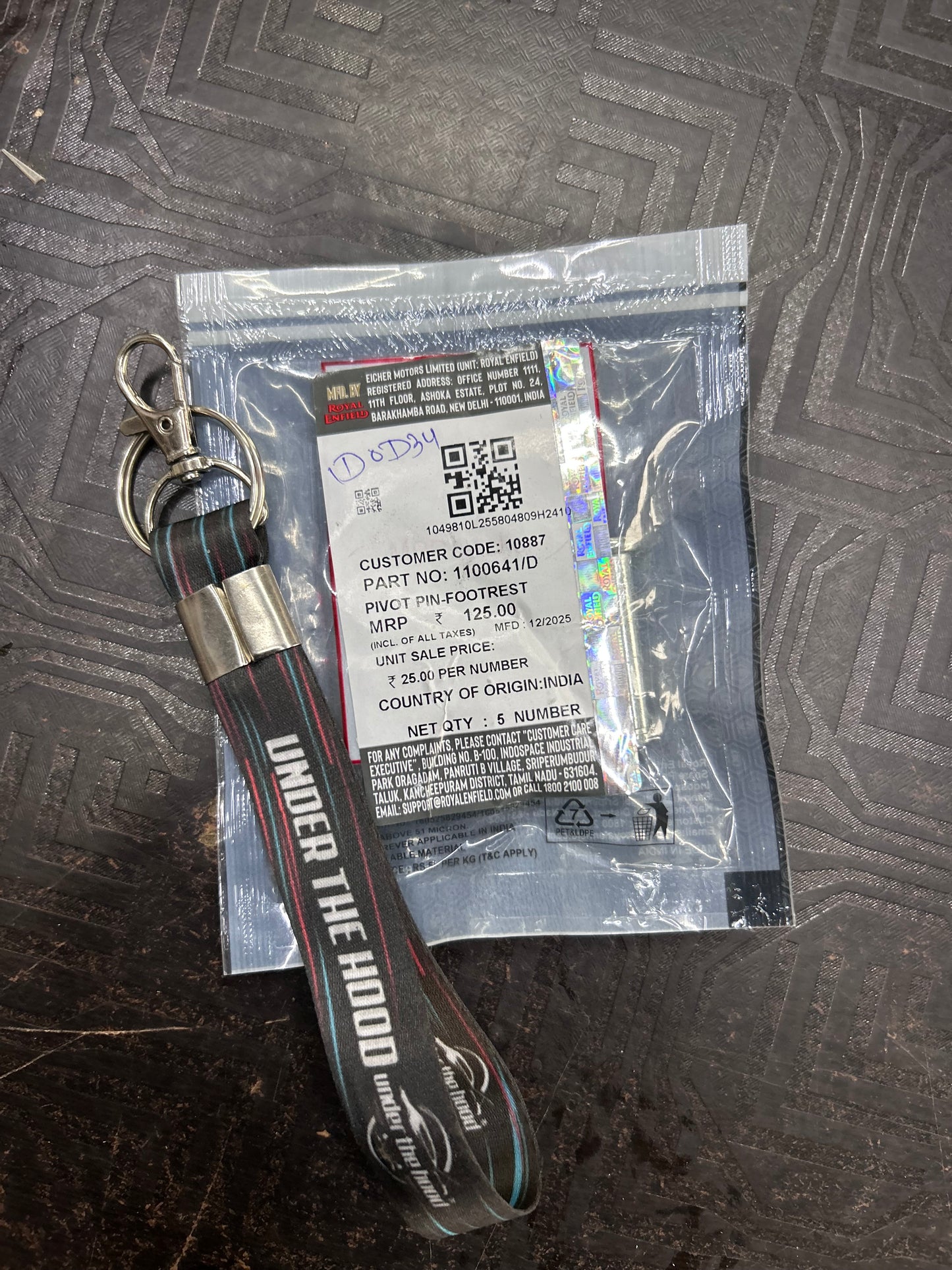 Royal Enfield 1100641/D Footrest Pivot Pin – All Models (Except UCE)