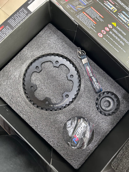 NGage TORQX Gold Star-Ring Chain & Sprocket Kit for Royal Enfield Interceptor 650 & Continental GT 650 – 525 100L, 15T/38T | 525X2-100LINT650