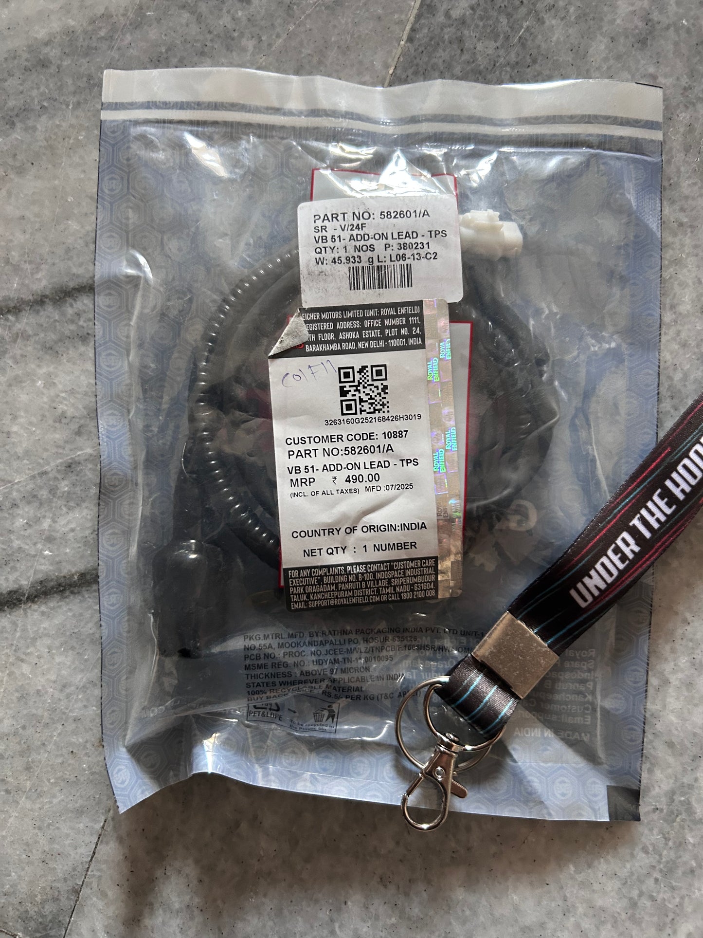 TPS Add-On Lead / Sub-Harness (VB51) for Royal Enfield Bullet 500 UCE – 582601/A (Throttle Position Sensor Lead)