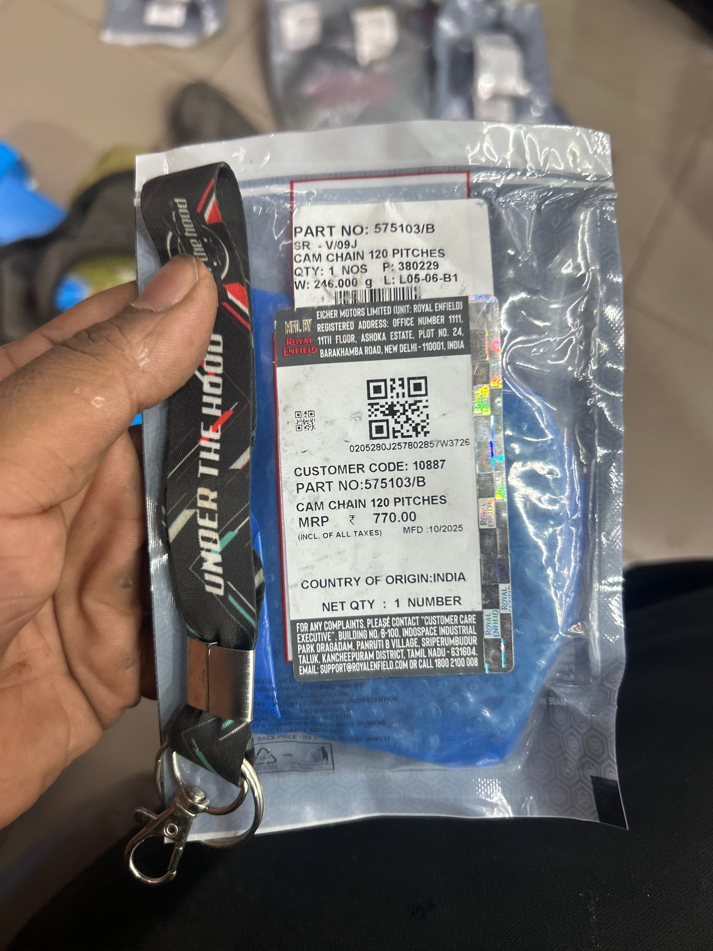 575103 – Cam Chain 120 Pitches (Timing Chain) for Royal Enfield 650 Twins – Interceptor 650, Continental GT 650, Super Meteor 650, Shotgun 650 (same 648cc twin) – Genuine OEM