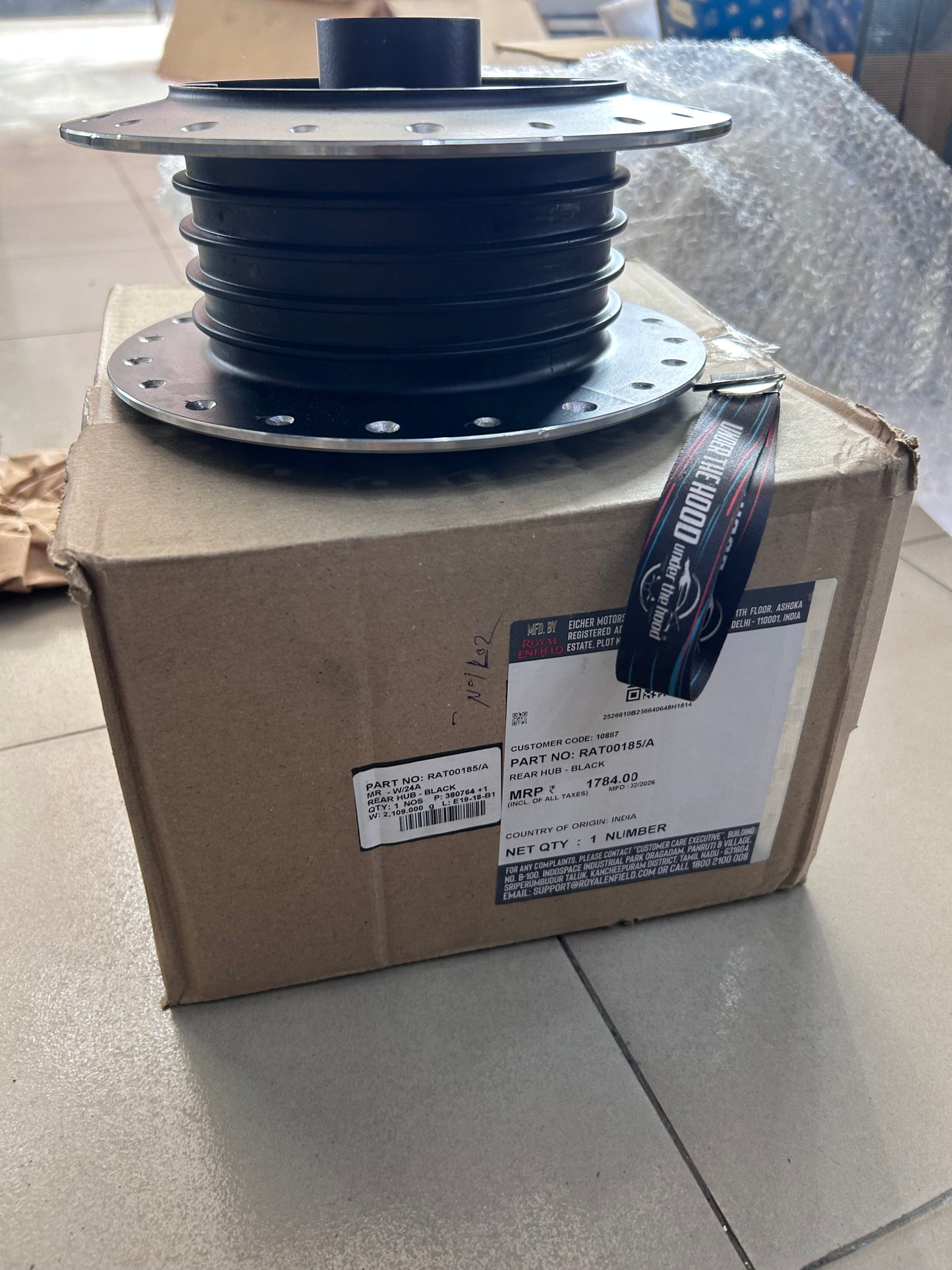 Rear Hub – Black for Bullet 350 Standard Black – Genuine Royal Enfield RAT00185/A