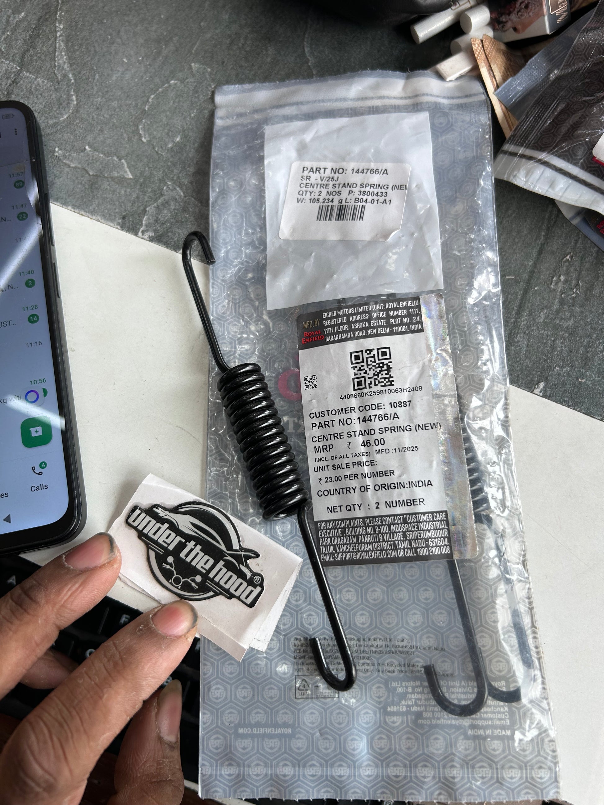 144766/A main stand return spring Royal Enfield – Continental GT 535 Euro