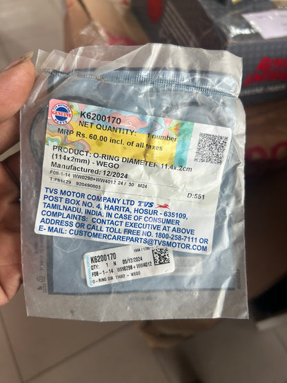 TVS K6200170 – O-Ring DIA 114×2 (OEM Genuine) for TVS Jupiter Wego  Crankcase / CVT Seal
