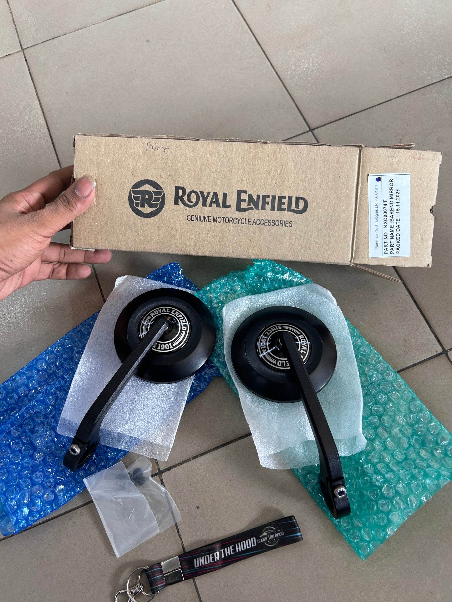 Royal Enfield Genuine Black Round Bar End Mirrors Pair KXA00461