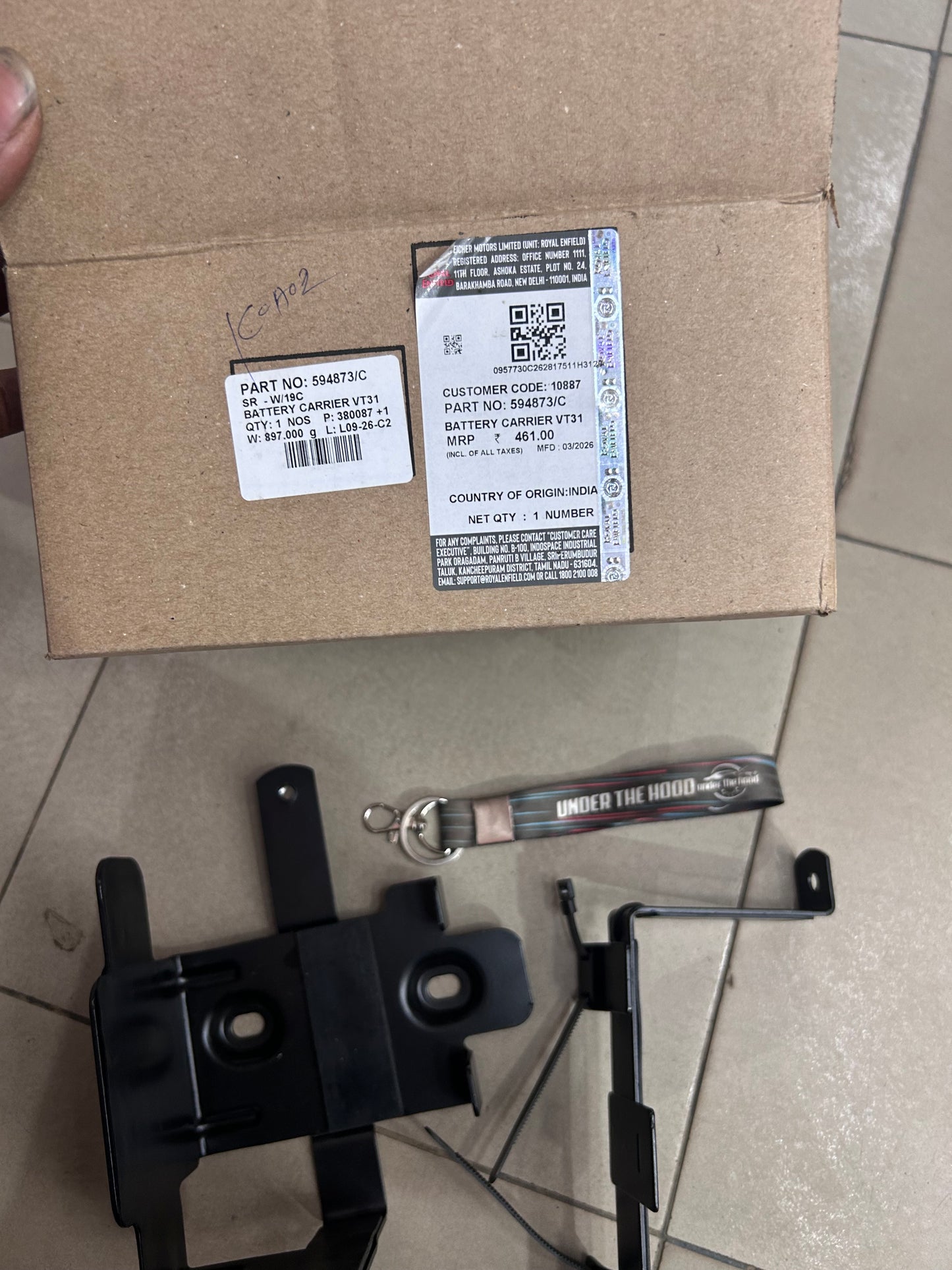 Royal Enfield 594873 / 594873/C – Battery Carrier VT31 – Genuine Battery Box Bracket for Thunderbird 350 & Thunderbird 350X ABS BS4