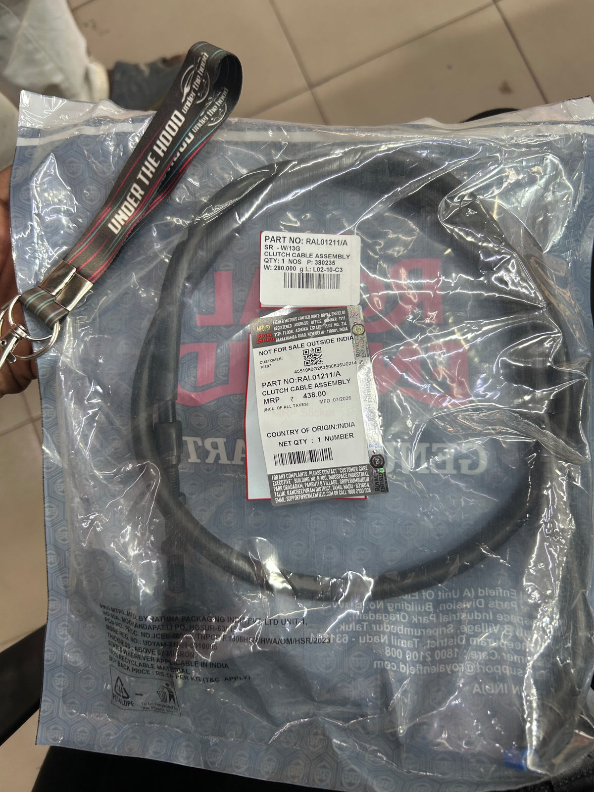 Royal Enfield Interceptor 650 BS6 NS6 LED Headlight Clutch Cable RAL01211/A