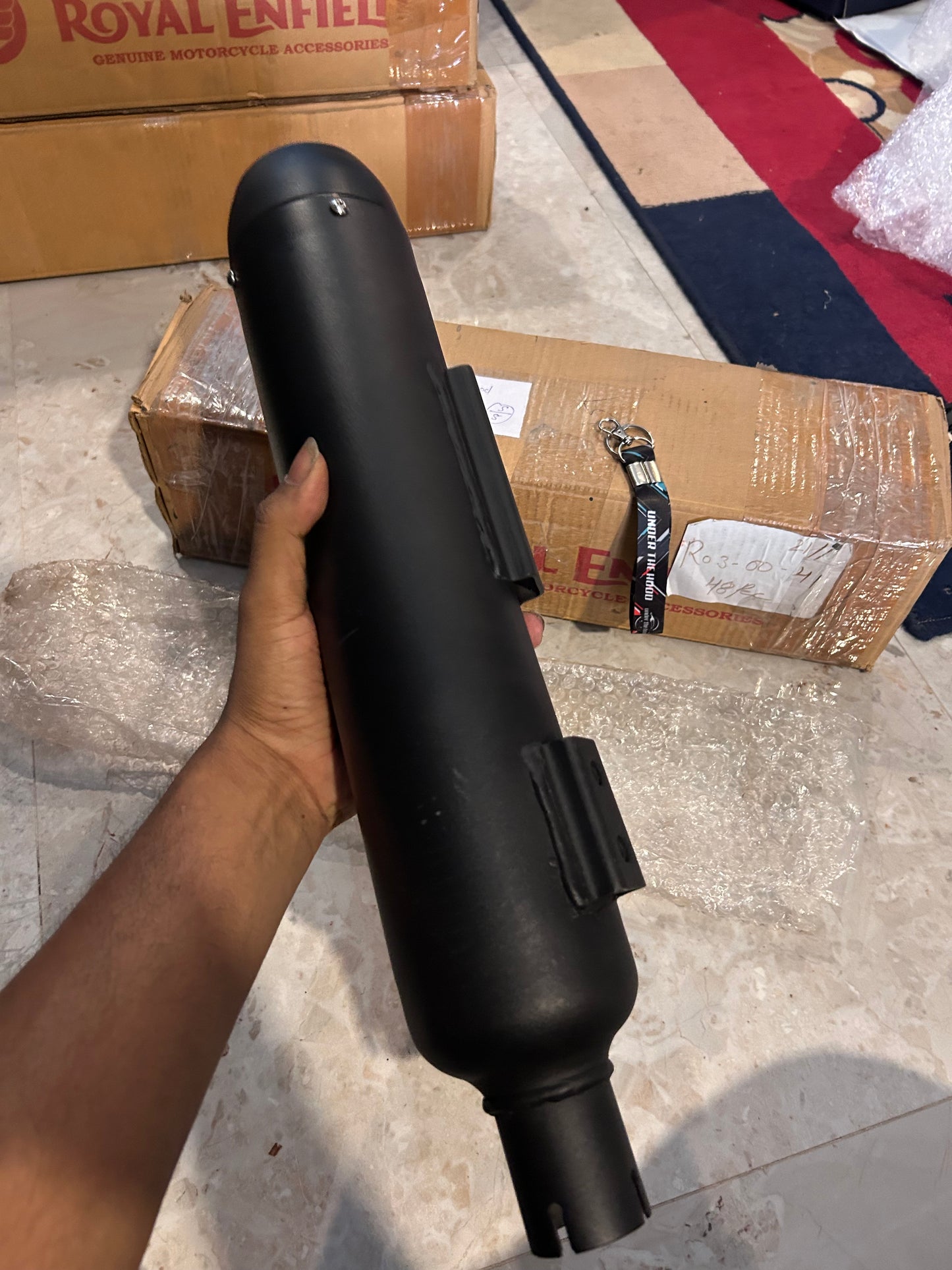 Royal Enfield 1990727 Black Tapered Silencer-IN — OEM Black Exhaust for Classic UCE