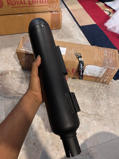 Royal Enfield 1990727 Black Tapered Silencer-IN — OEM Black Exhaust for Classic UCE