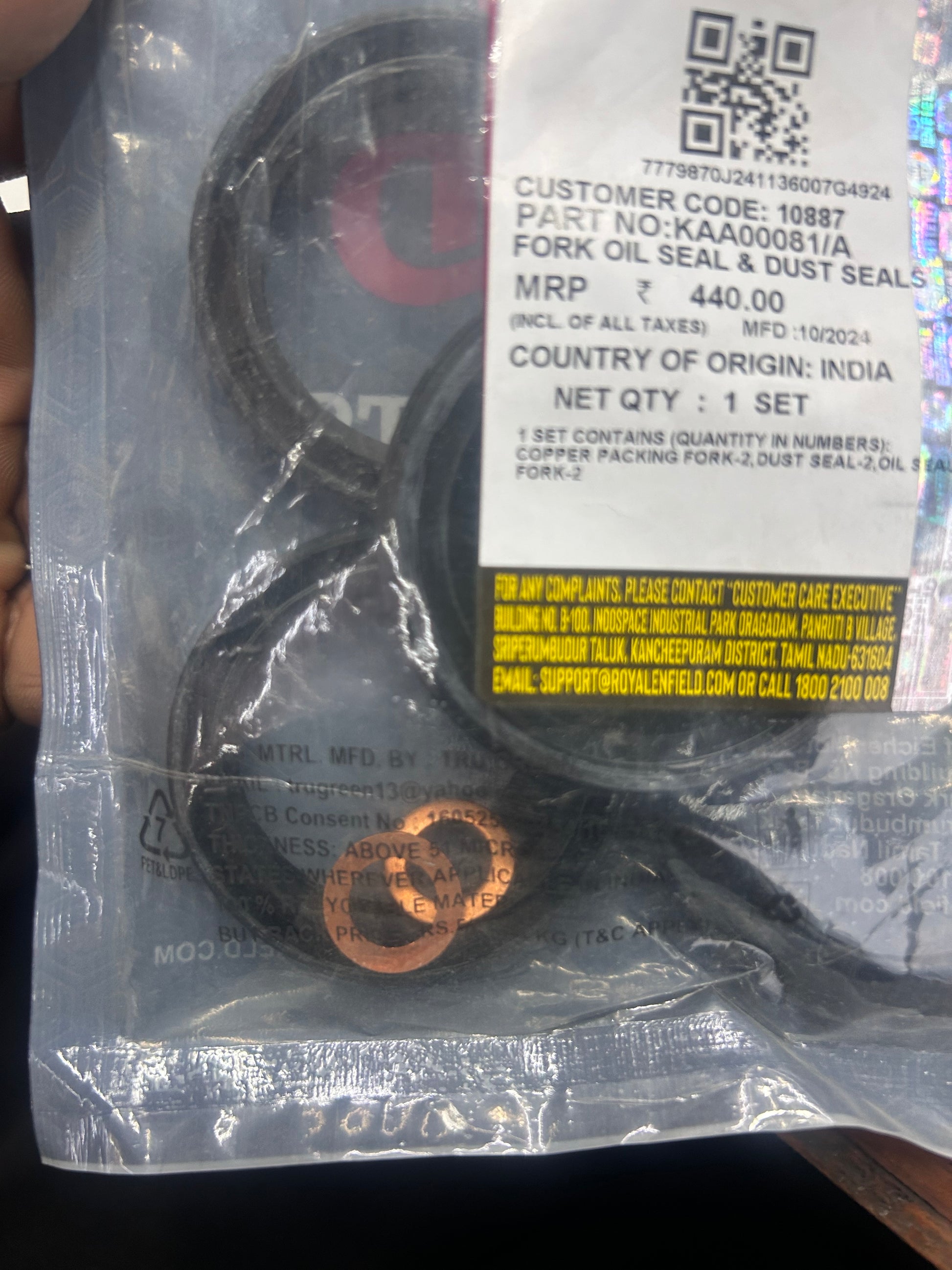 Royal Enfield Fork Oil Dust Seal Kit KAA00081/A for Meteor 350 & Classic 350 Reborn