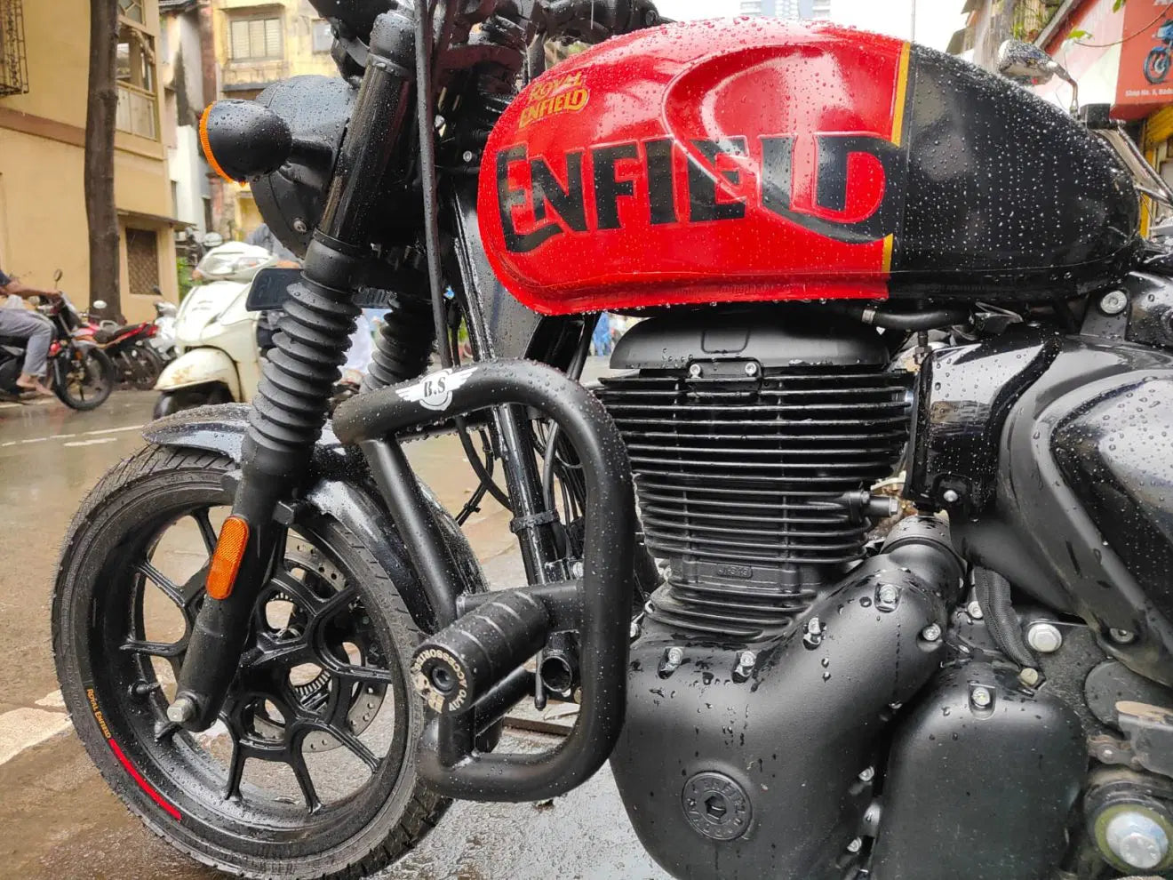 Slider Guard for Royal Enfield Hunter 350 Stainless Steel Black  Chrome Finish BS Auto BLACK POWDER COATED
