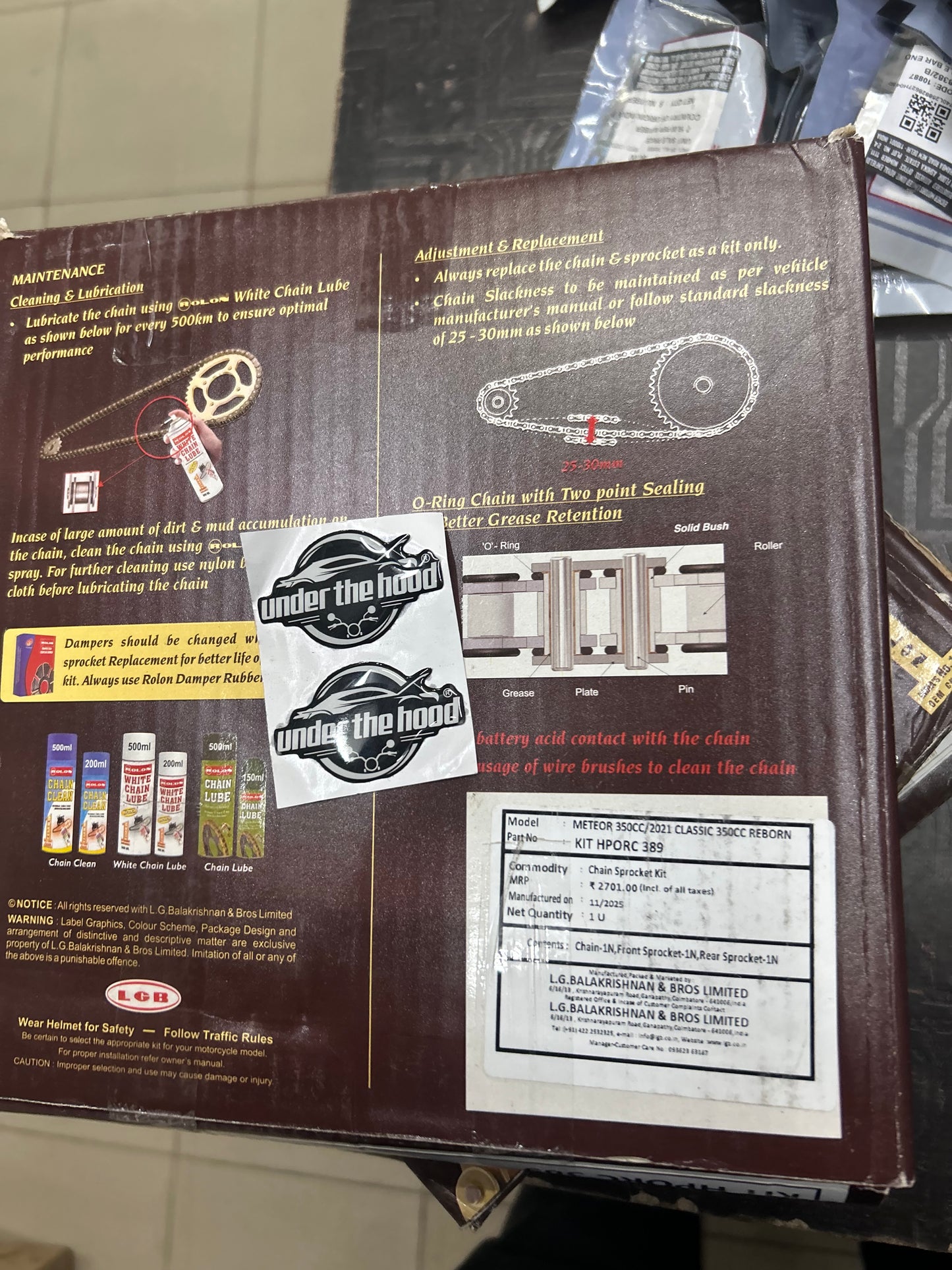 Rolon HPORC 389 Brass O-Ring Chain & Sprocket Kit for Royal Enfield Meteor 350 / Classic 350 Reborn / Hunter 350 – 15T/42T, 520, 104L – HPORC 389