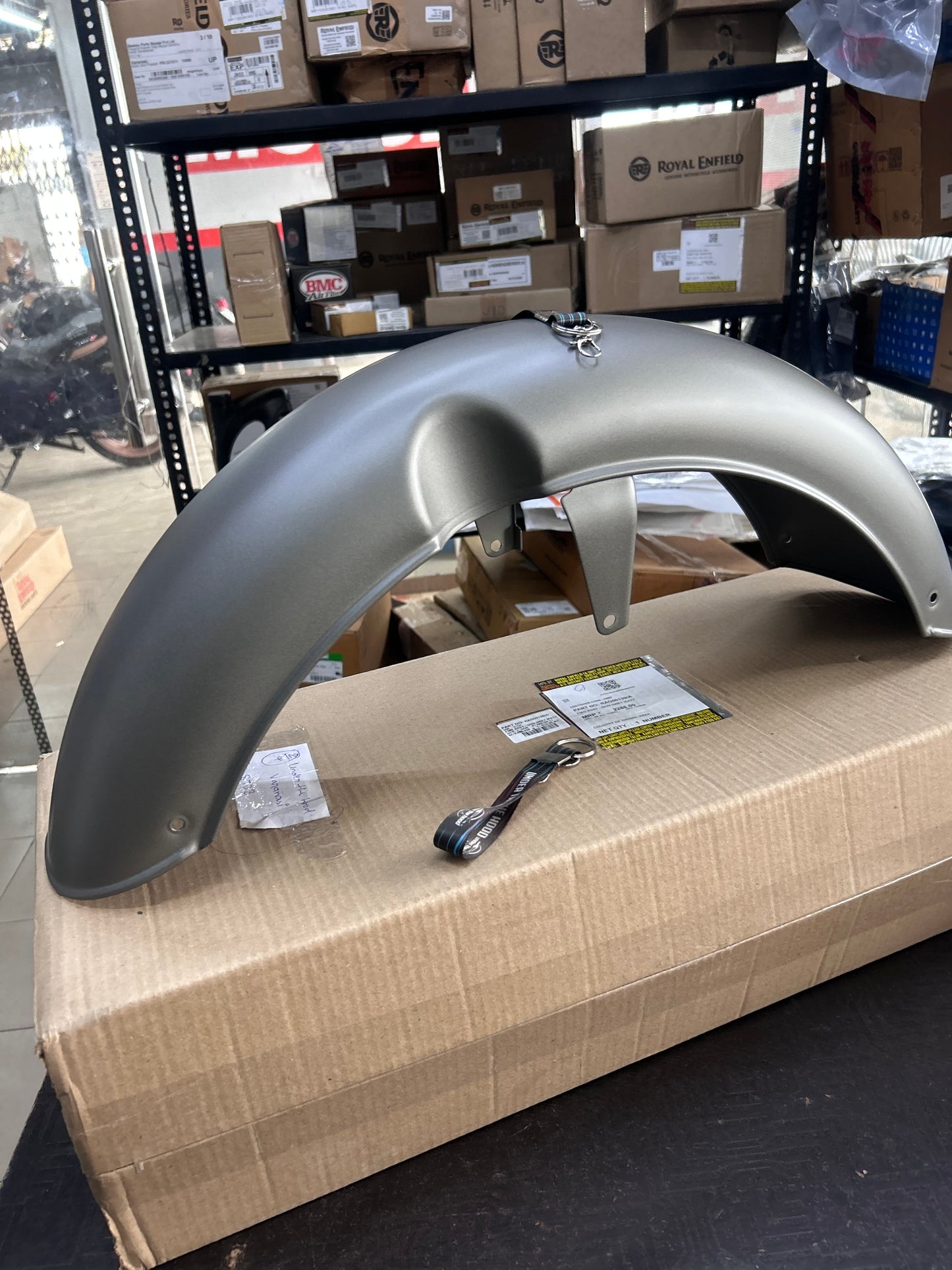 Genuine Royal Enfield Front Mudguard Assembly (Front Fender) – Gun Grey Matt for Classic 350 Reborn – RAG00139/A