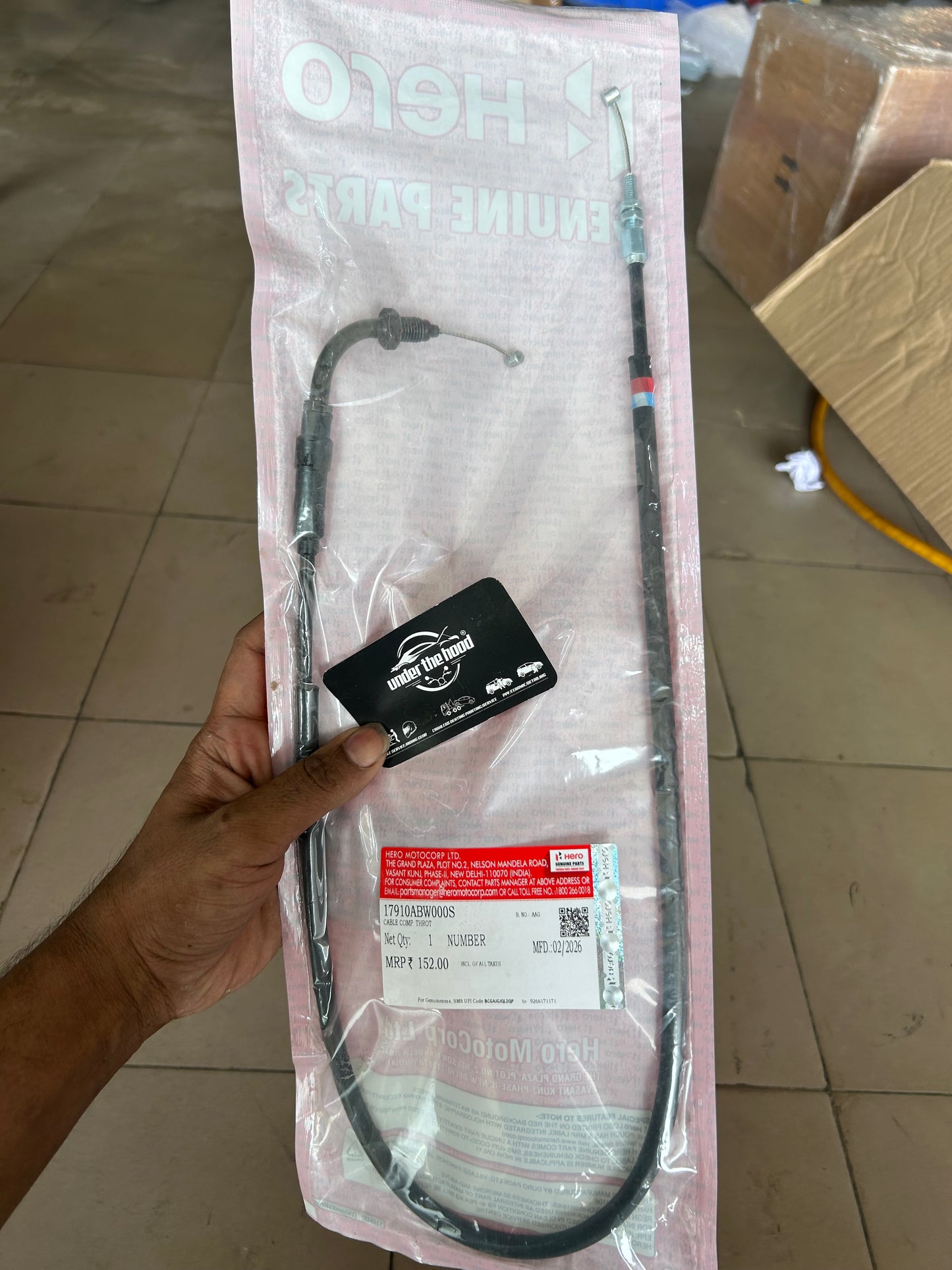 Hero Genuine Throttle / Accelerator Cable for Xpulse 200 & Xpulse 200T | Throttle Cable / Accelerator Wire | 17910ABW000S