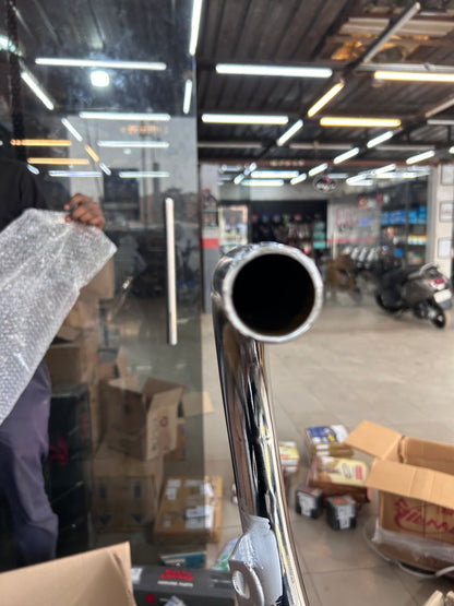 Royal Enfield 144055 – Exhaust Pipe Std Plated (Bend Pipe) for Old Bullet 350 / Deluxe / Machismo / Campus / Electra 4S–5S (Cast-Iron 350 Only)