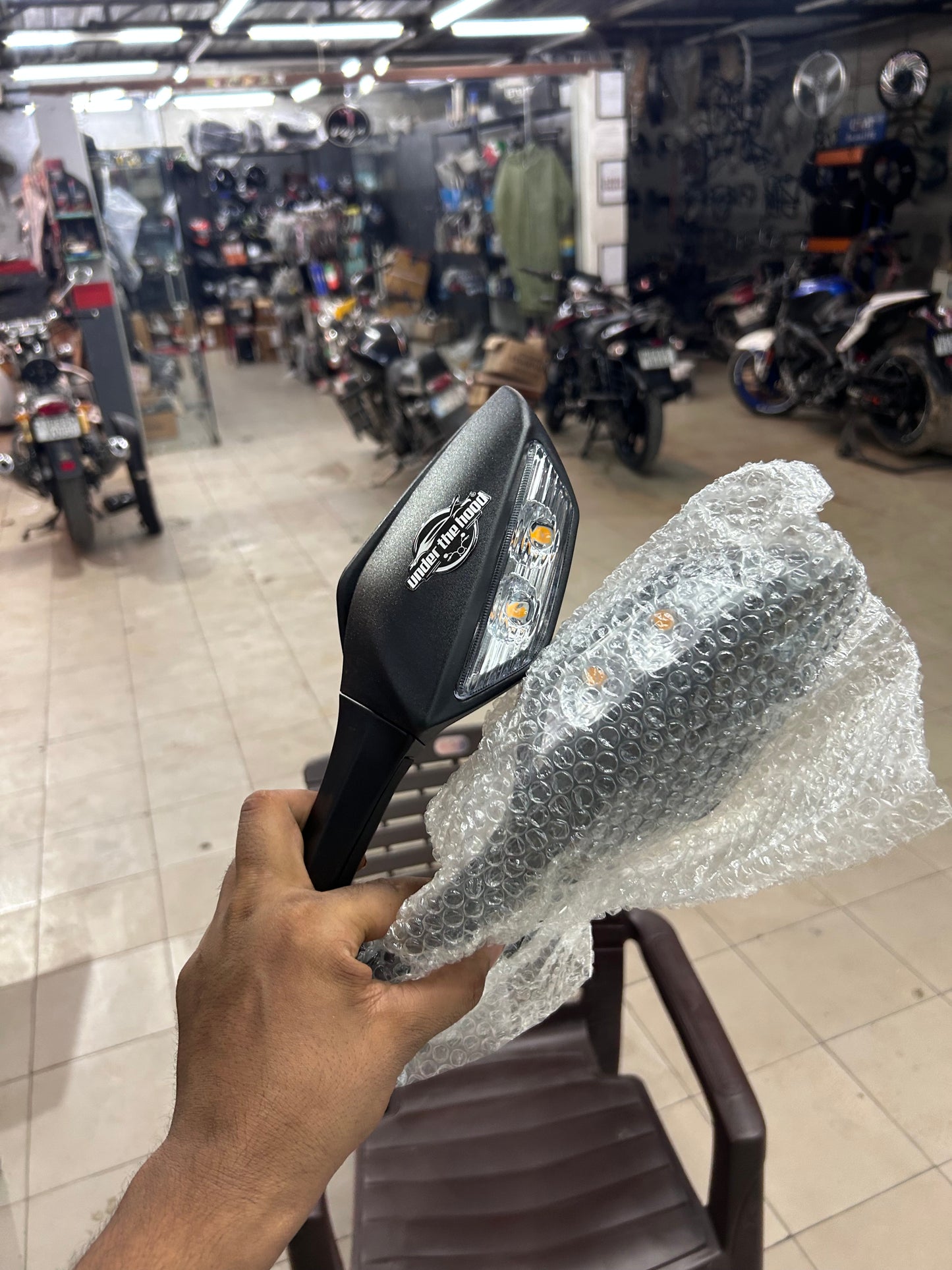 ZX6R MIRROR FOR R15 Rear View Side Mirror With Turn Signal Led Indicators Motorcycle Side Rearview Mirrors Adjustable Compatible With R15-V3, V4 Kawasaki Ninja, Zx-10R Bikes, Pack Of 1