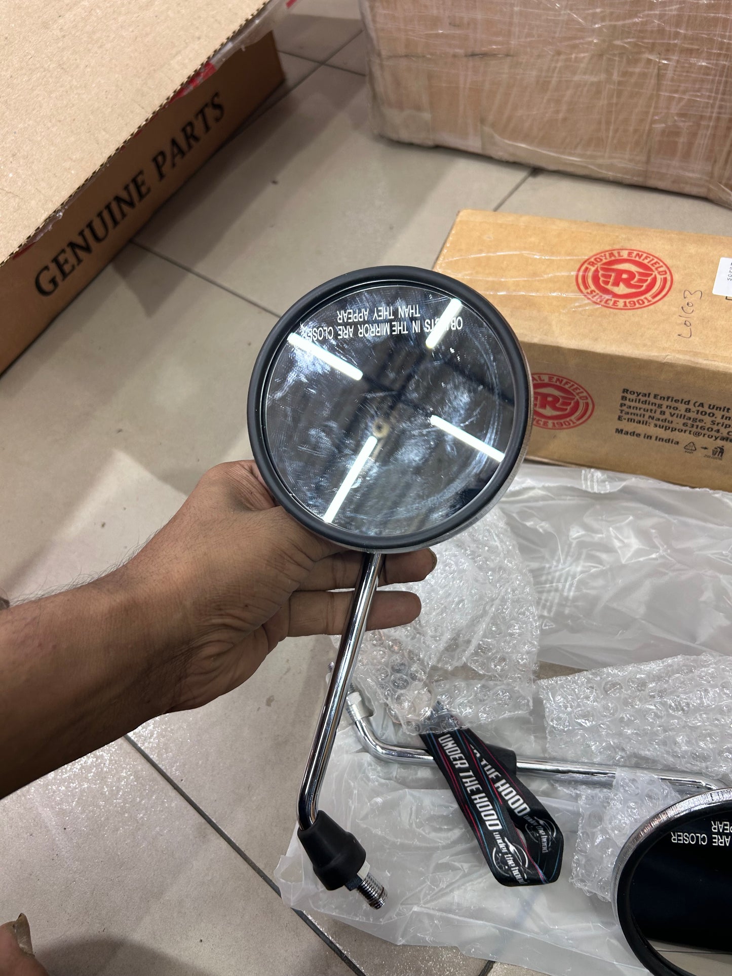 Rear View Mirror Set (LH+RH, Chrome) for Royal Enfield Electra 4S (Carb/Old Type) – 597372 (Mirror Set Electra 2004)